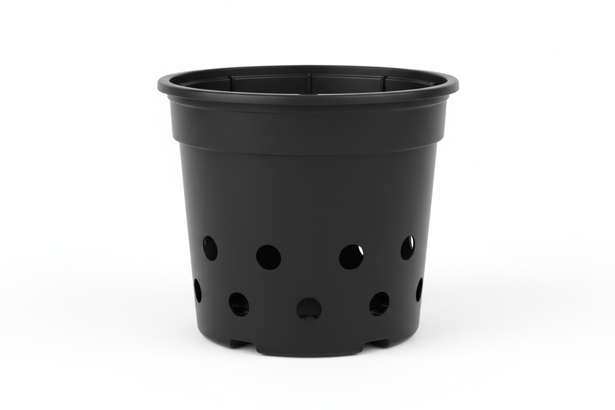 plastic nursery plant pot in black